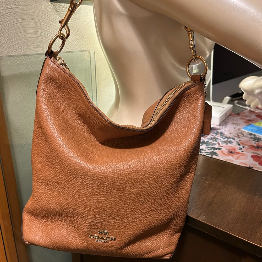 Coach Abbie Duffle Brown Leather Shoulder Bag